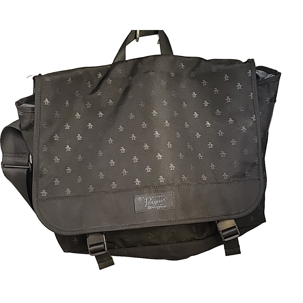 Original Penguin Messenger Bag by Munsingwear Laptop Black Penguin Logo